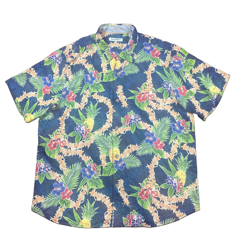 Tommy Bahama Island Zone Mens 2XL TG Silk Blend Hawaiian Tropical Floral